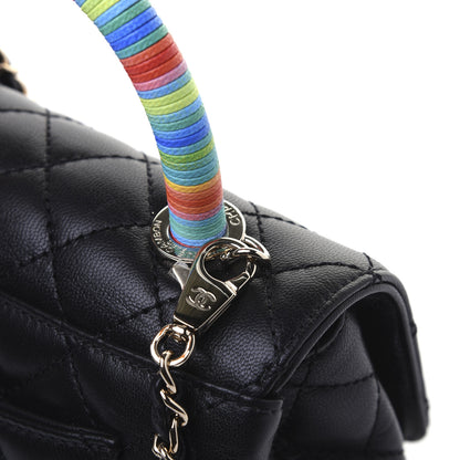 Chanel Goatskin Quilted Rainbow Extra Mini Coco Handle Flap Black 16 of 18