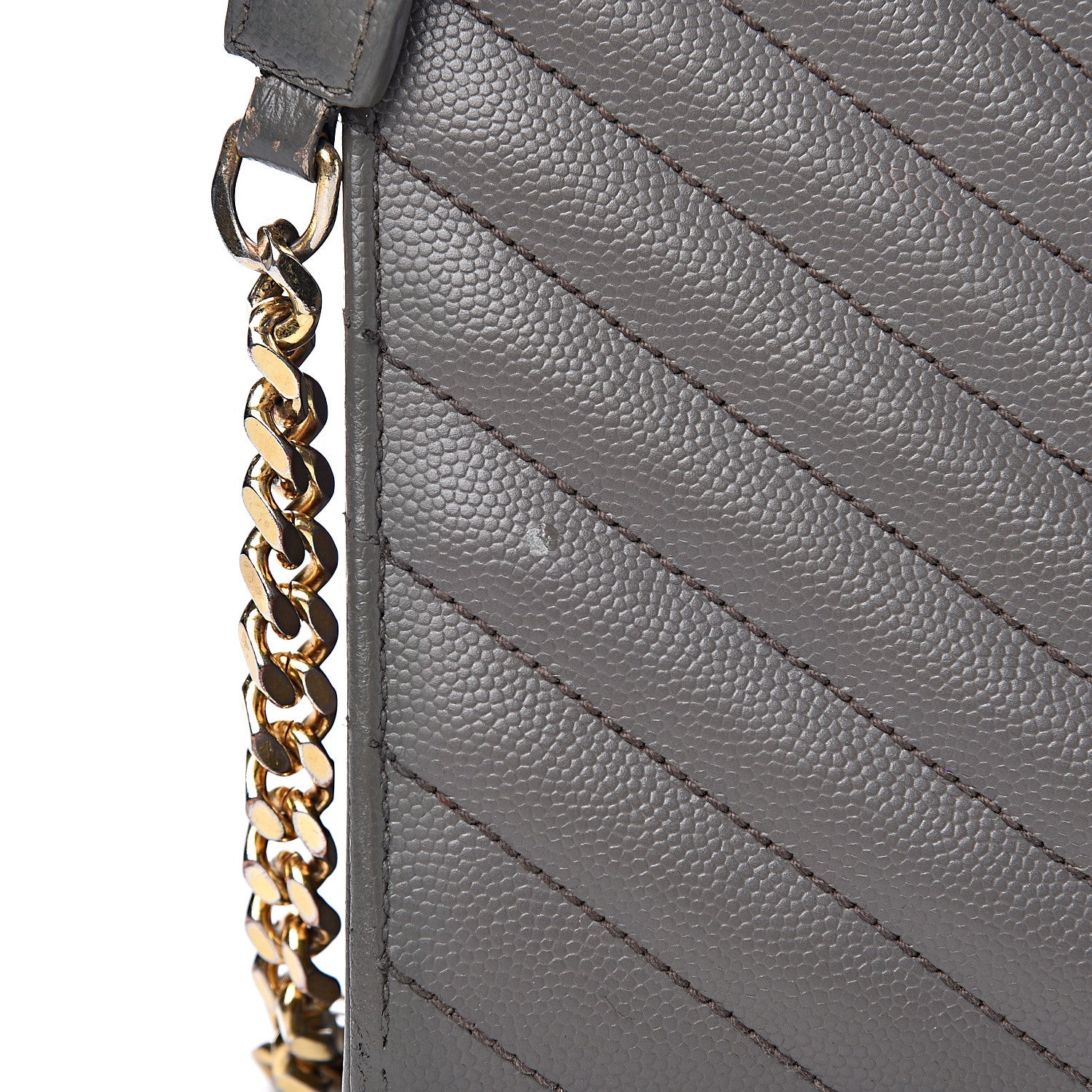 Saint Laurent Grain De Poudre Matelasse Chevron Large Monogram Satchel Earth 10 of 18