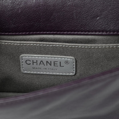 Chanel Calfskin Crystal Embossed Small Boy Flap Plum 7 of 15