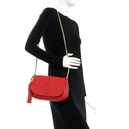 Gucci Pebbled Calfskin Medium Soho Flap Crossbody Red 2 of 13