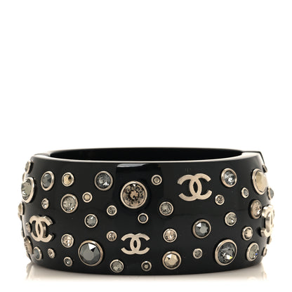 Chanel Resin Crystal CC Cuff Bracelet Ruthenium Black 1 of 5