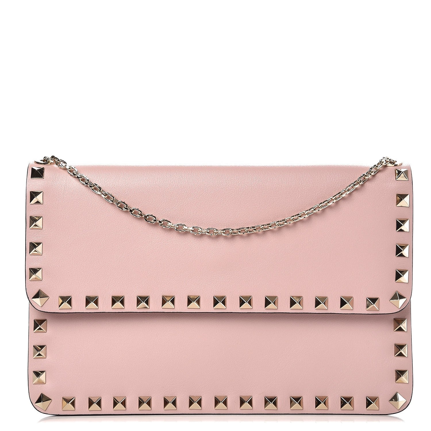 Valentino Garavani Calfskin Rockstud Chain Flap Crossbody Bag Cipria 1 of 6