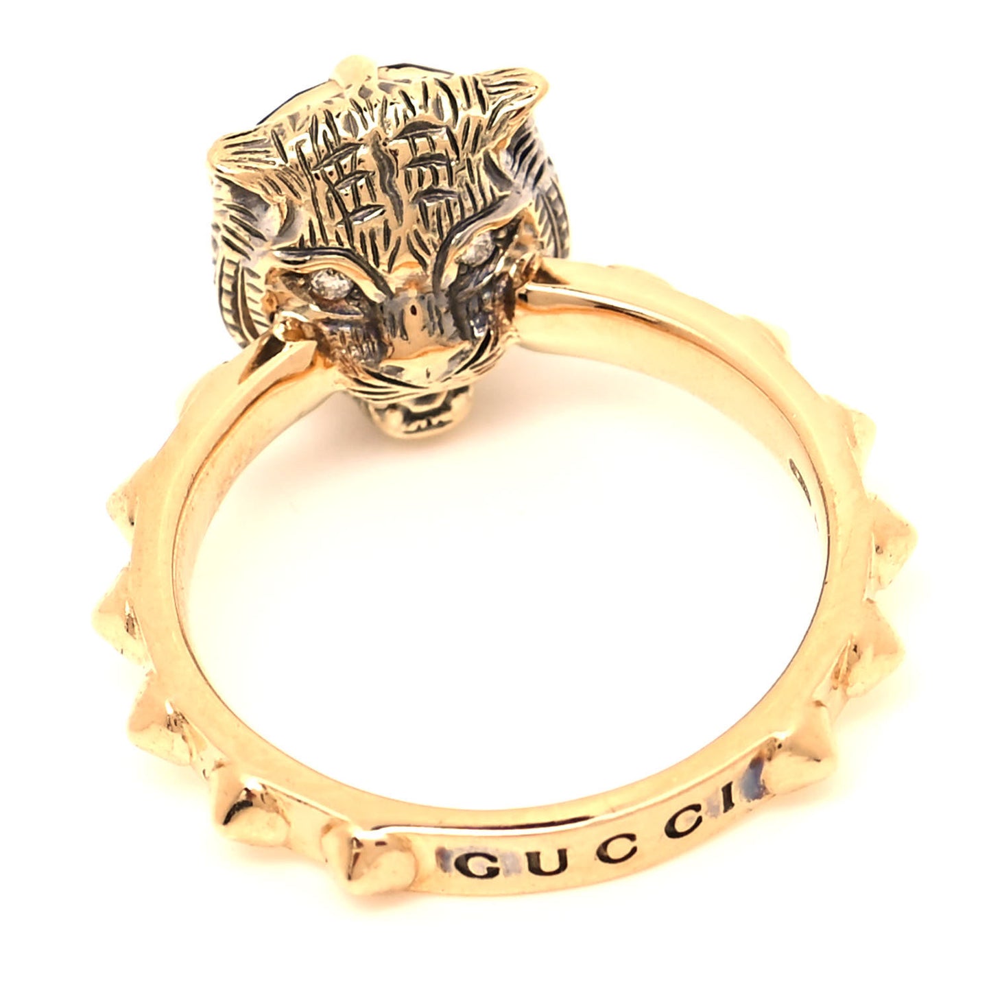 18K Yellow Gold Amethyst Diamond Le Marché Des Merveilles Feline Ring 51 5.75