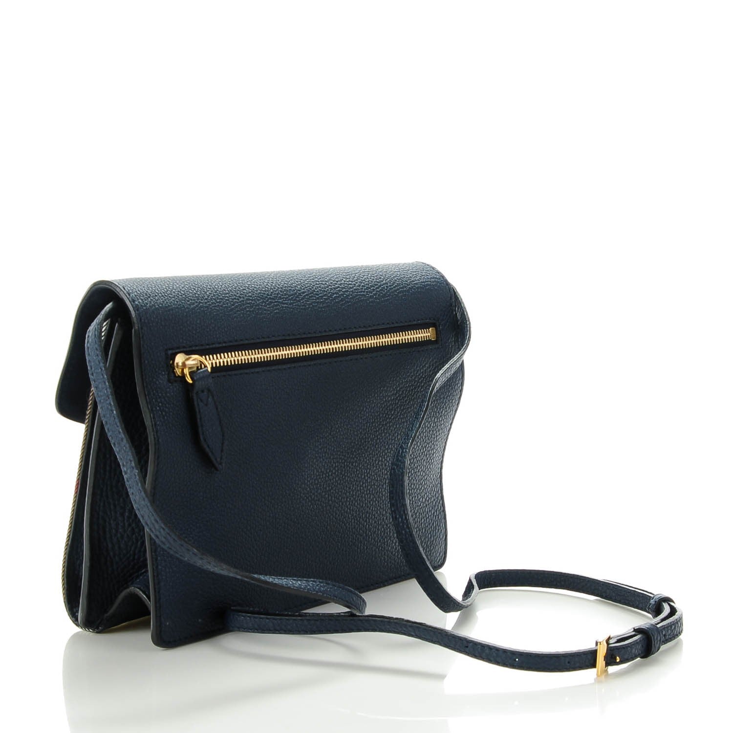 Burberry Pebbled Calfskin House Check Small Macken Crossbody Bag Ink Blue 3 of 8