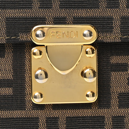 Fendi Zucca Vitello Top Handle Shoulder Bag Tobacco Moro 7 of 9