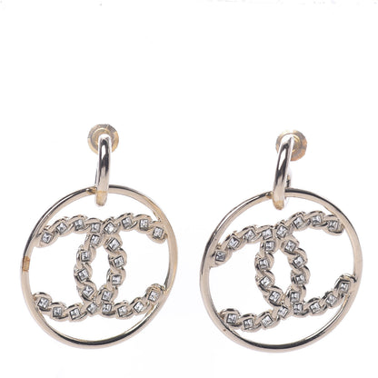 Chanel Baguette Crystal High Society CC Drop Earrings Gold 1 of 5