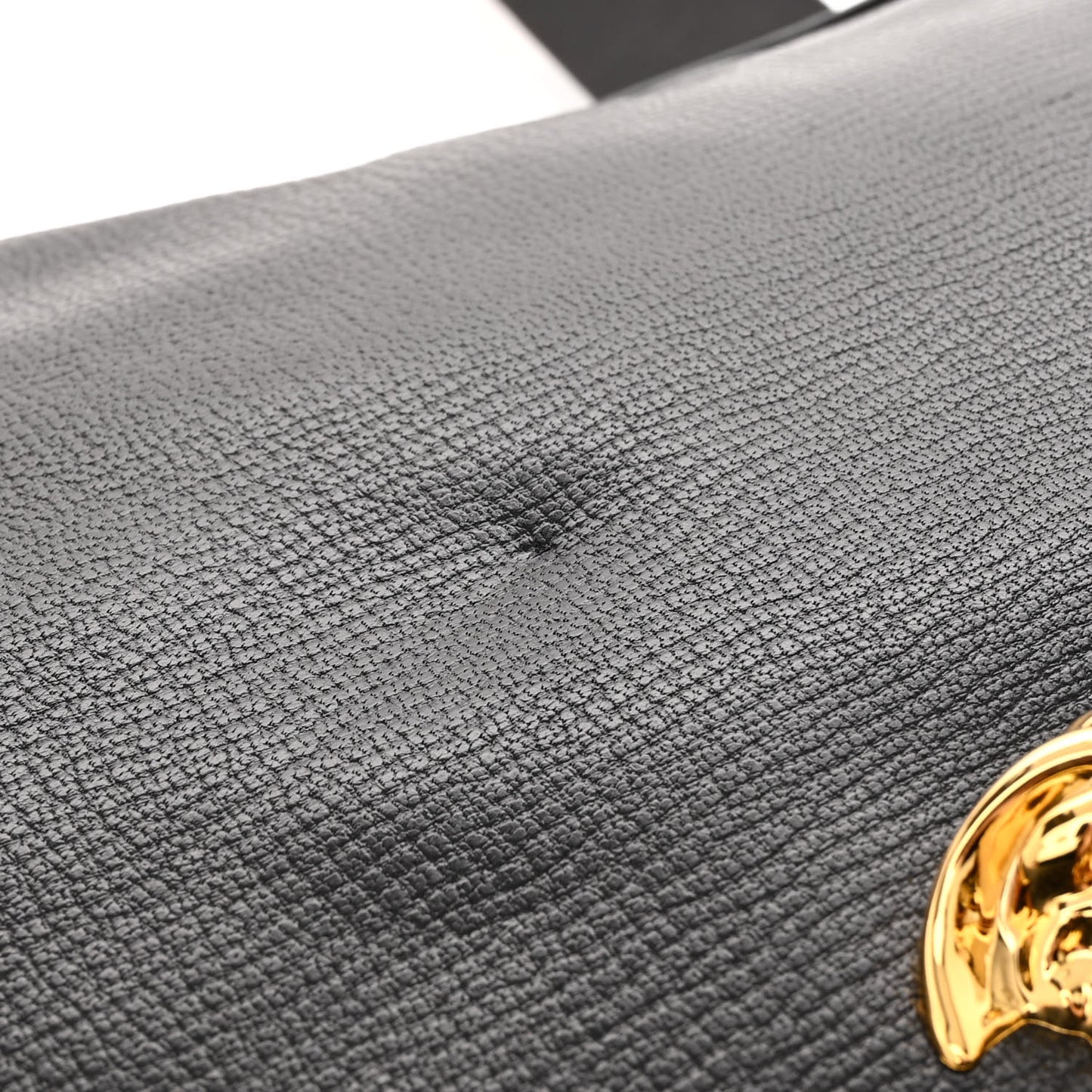 Grained Calfskin Medusa Head Shoulder Bag Black