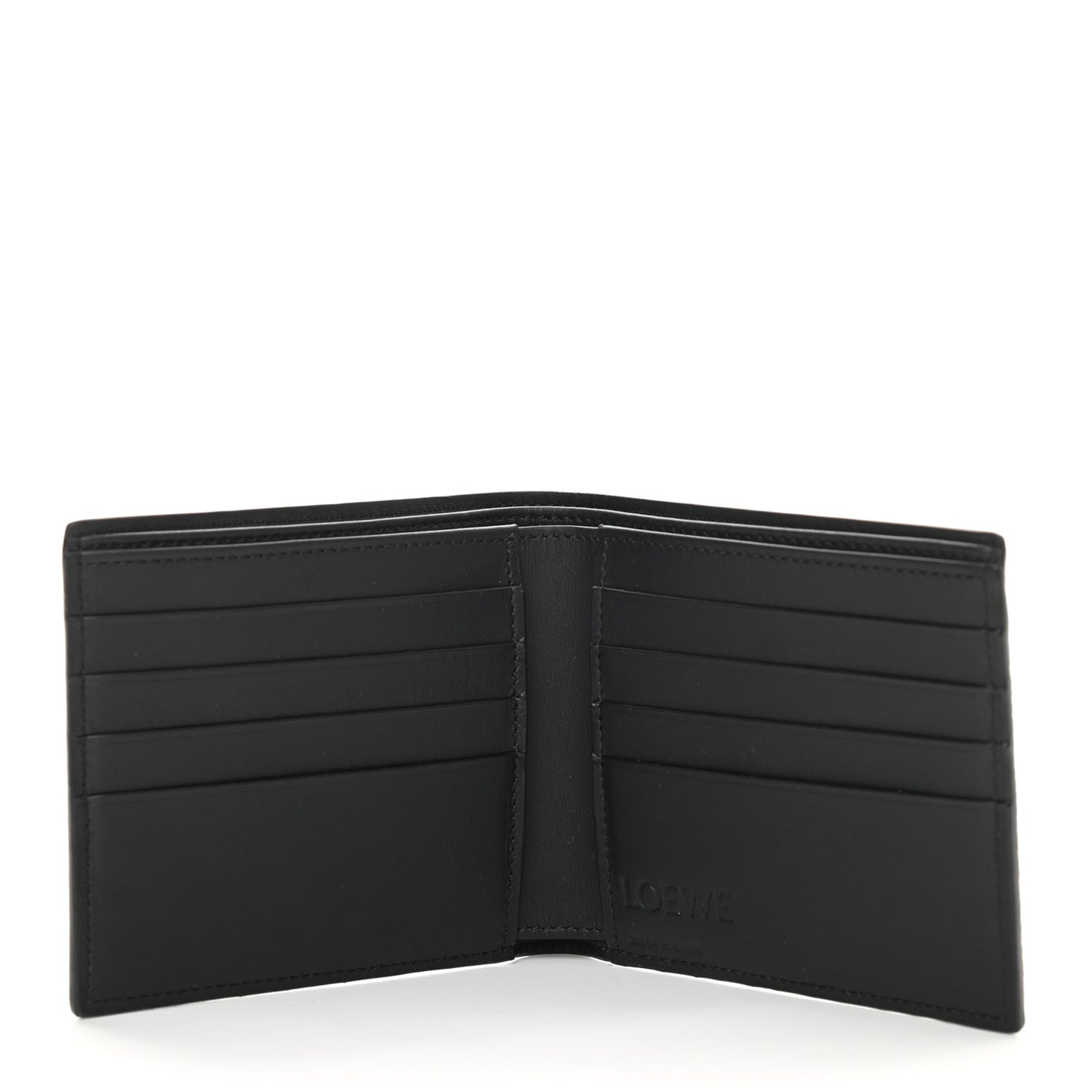 Grained Calfskin Bi-fold Wallet Grey Black