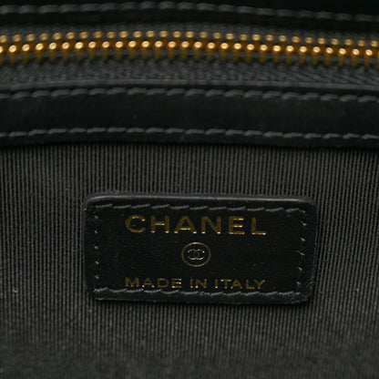 Chanel Calfskin Quilted Pearl Medium Cosmetic Case Black 6 of 9