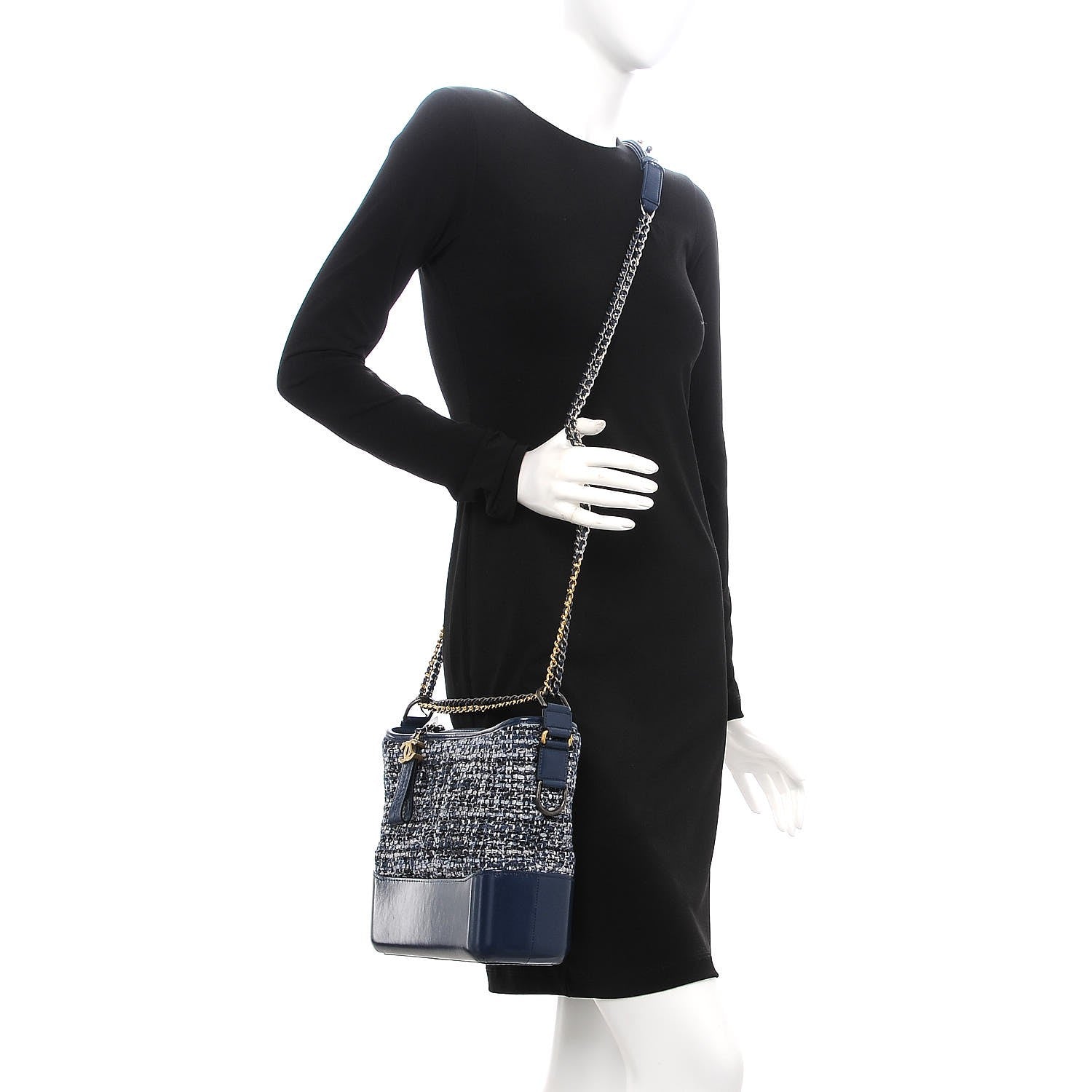 Chanel Tweed Calfskin Medium Gabrielle Hobo Blue 2 of 8