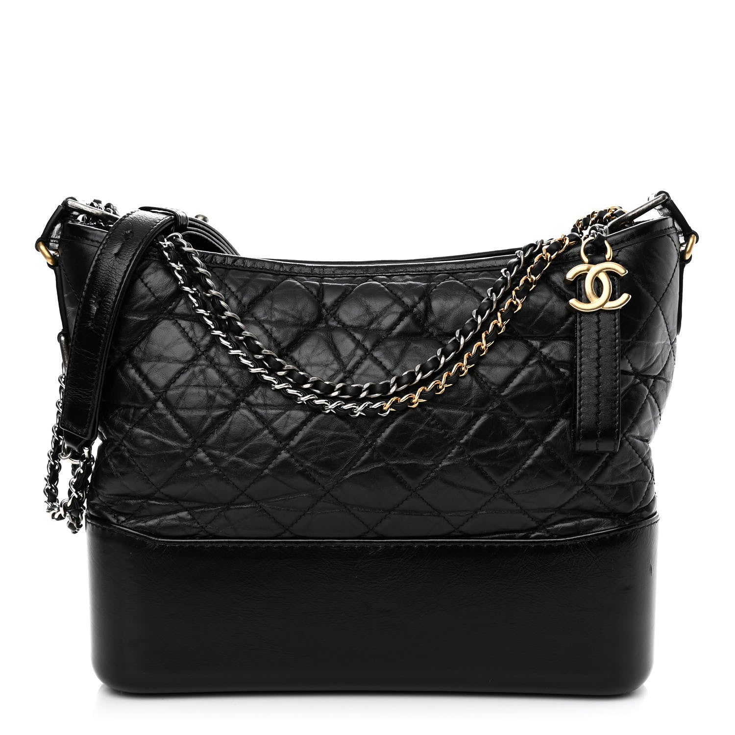Chanel Aged Calfskin Quilted Medium Gabrielle Hobo Black 1 of 12