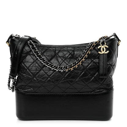 Chanel Aged Calfskin Quilted Medium Gabrielle Hobo Black 1 of 12
