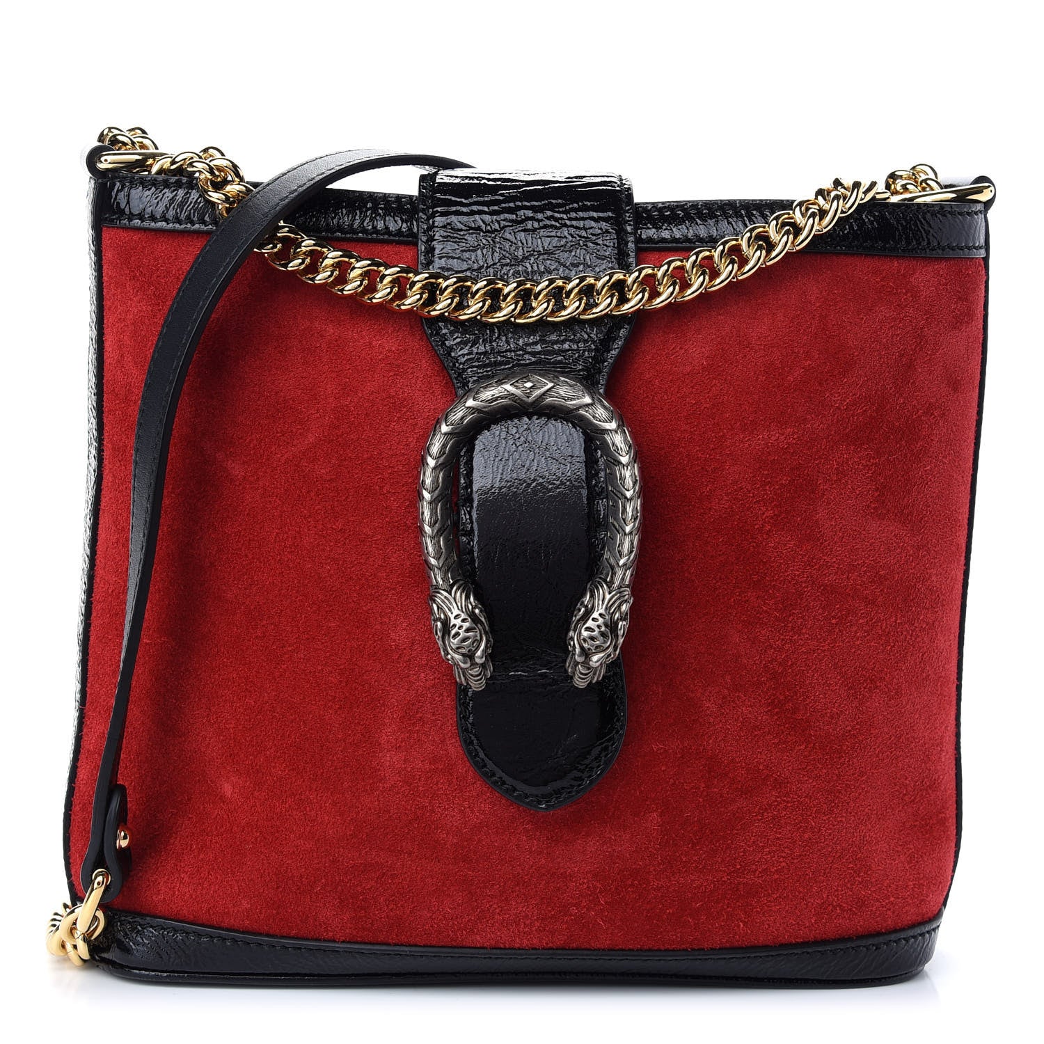 Gucci Suede Patent Medium Dionysus Bucket Bag Red 1 of 9