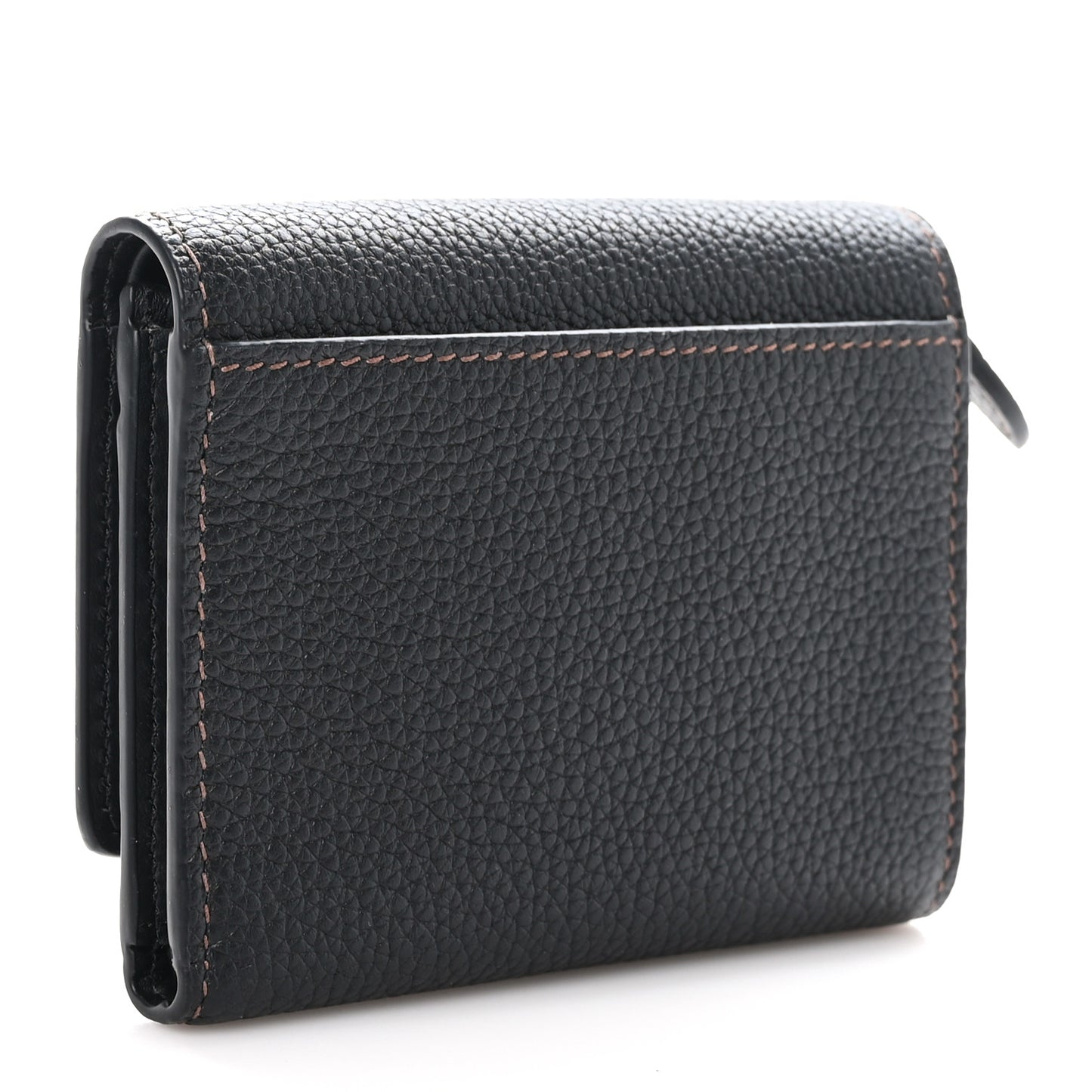Grained Calfskin TB Compact Wallet Black