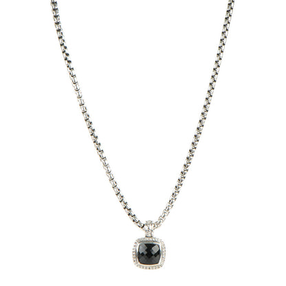 David Yurman Sterling Silver Black Onyx Diamond 10mm Petite Albion Necklace 1 of 5