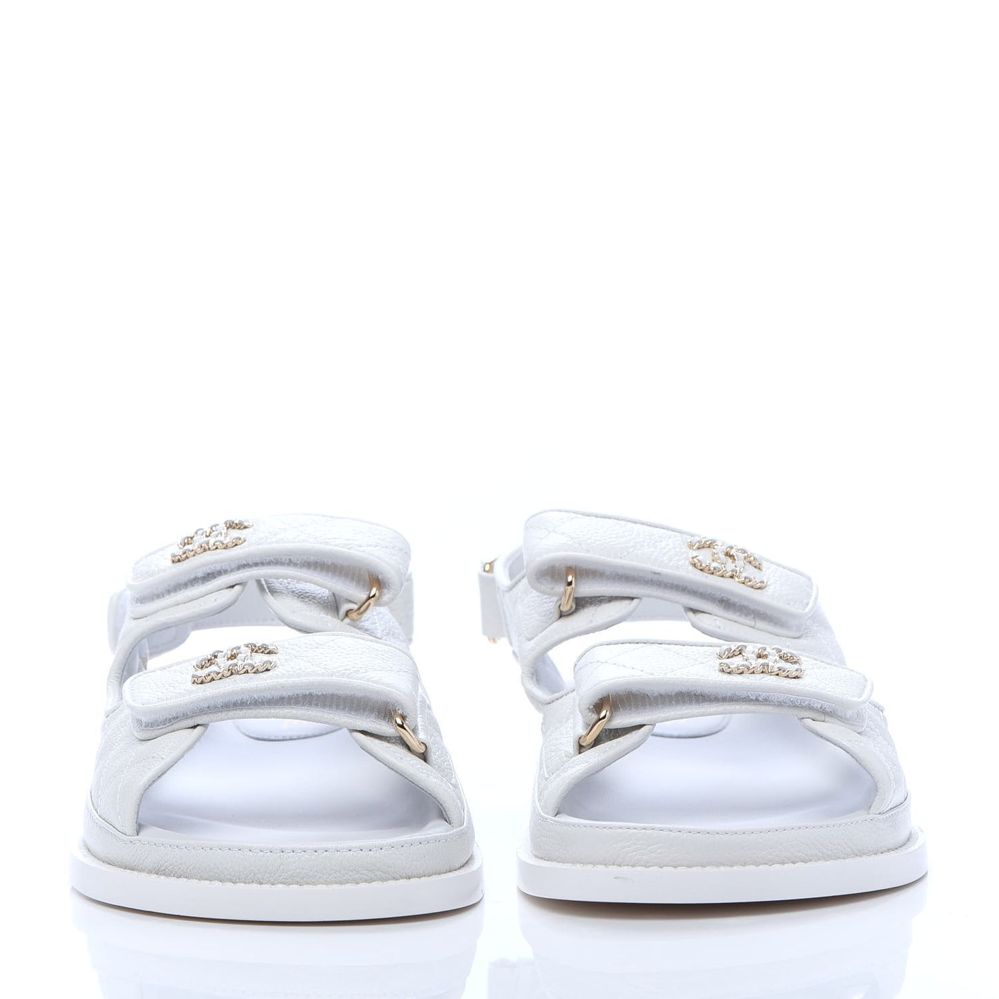 Grained Calfskin Velcro Dad Sandals 37.5 White