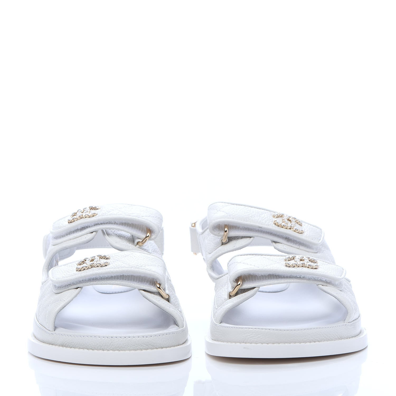 Chanel Grained Calfskin Velcro Dad Sandals 37.5 White 2 of 9