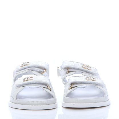 Chanel Grained Calfskin Velcro Dad Sandals 37.5 White 2 of 9