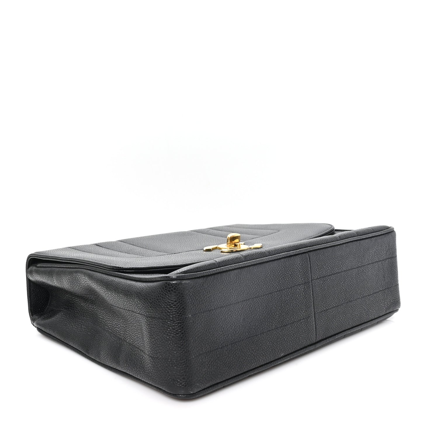 Caviar Vertical Quilted Kelly Flap Bag Black