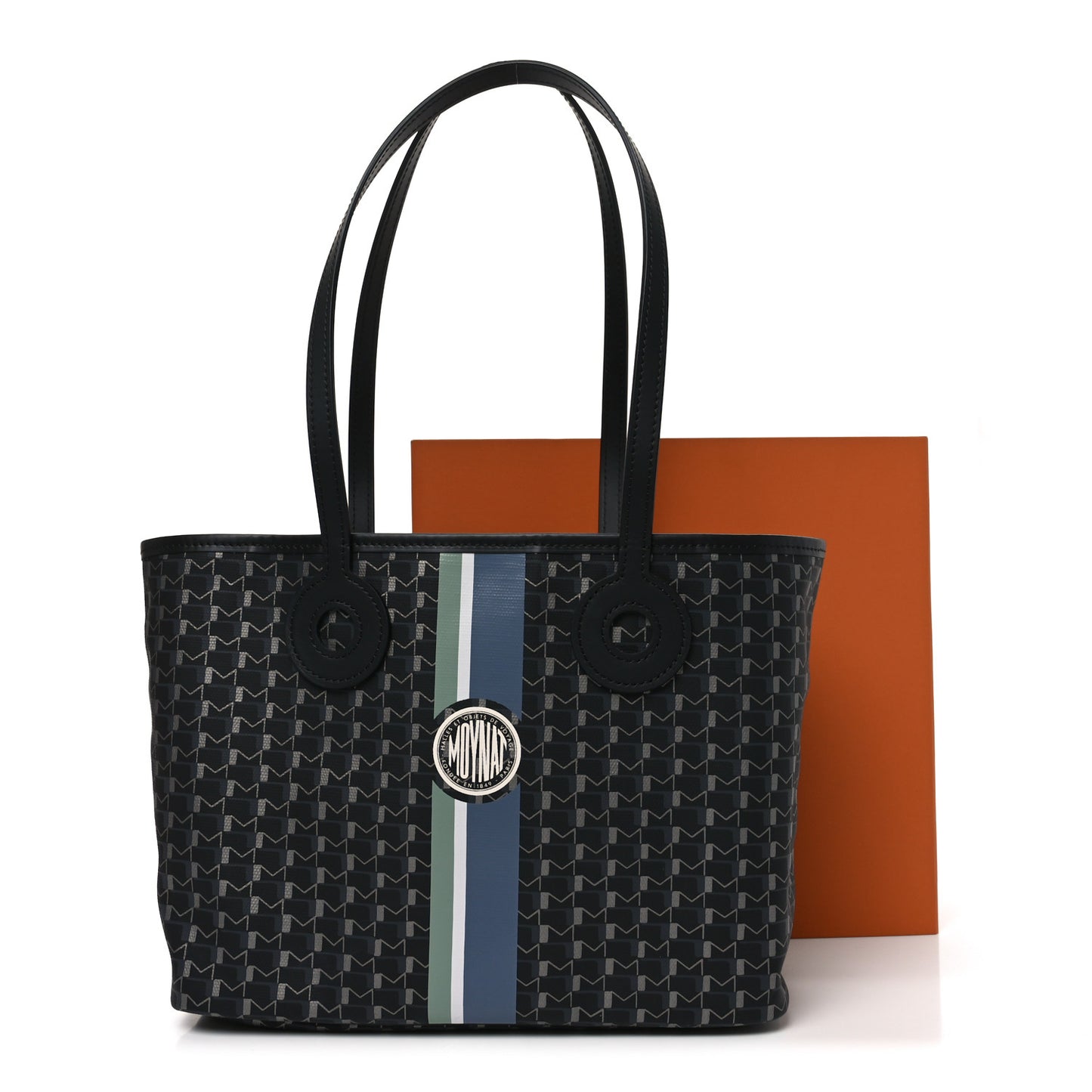 Grained Calfskin Canvas 1920 Oh! Tote Ruban PM Carbon Silver