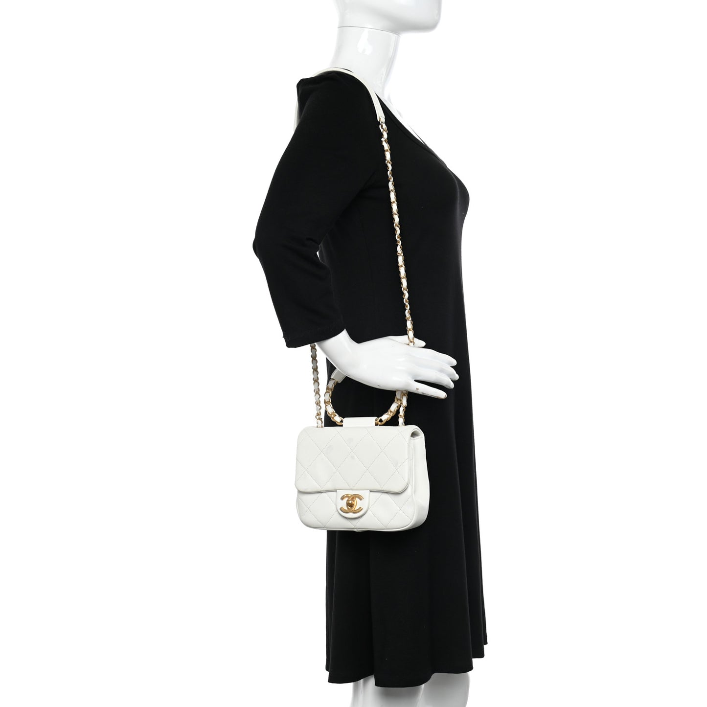 Lambskin Quilted Small In The Loop Handle Flap Bag White
