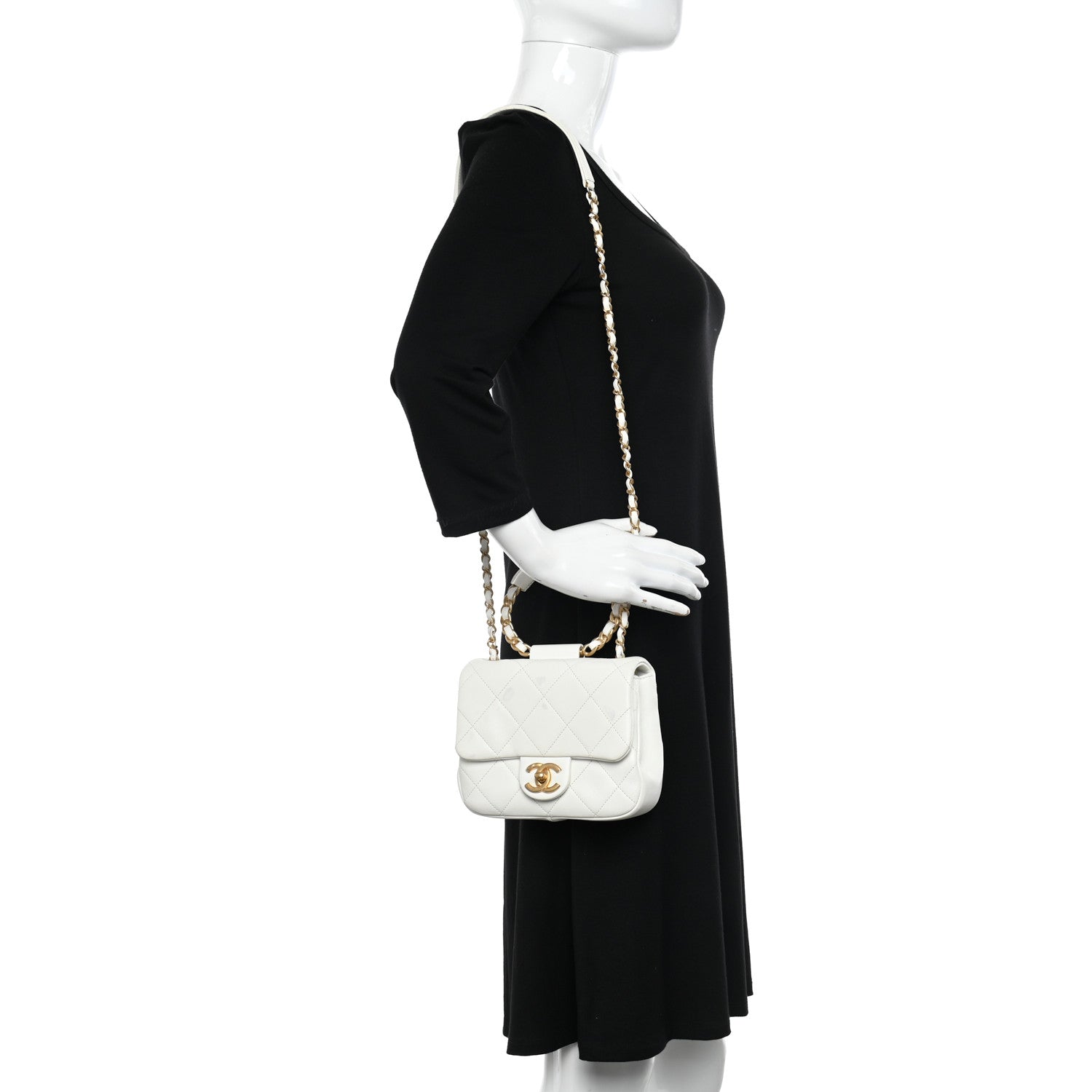 Chanel Lambskin Quilted Small In The Loop Handle Flap Bag White 2 of 10