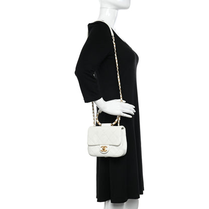 Chanel Lambskin Quilted Small In The Loop Handle Flap Bag White 2 of 10