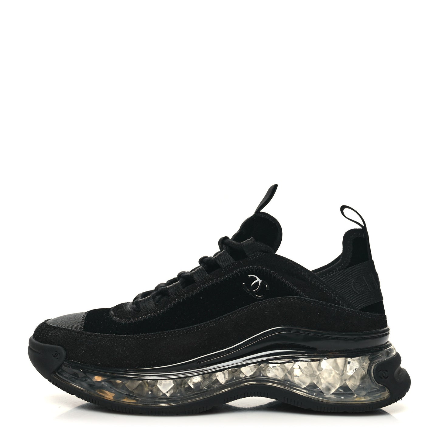 Suede Calfskin Velvet Grosgrain CC Sneakers 36.5 Black