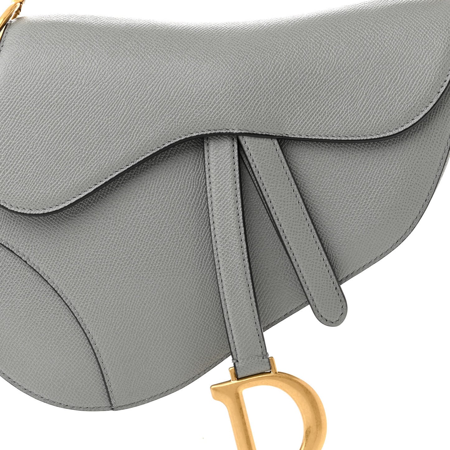 Grained Calfskin Saddle Bag Grey