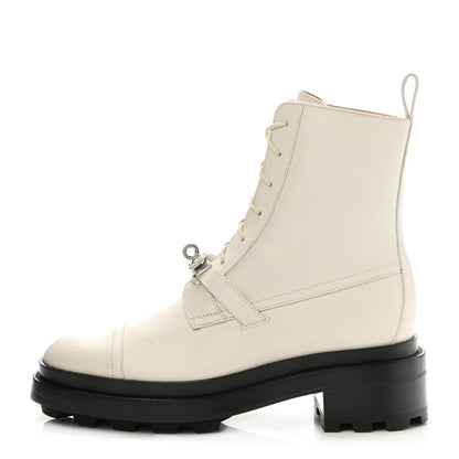 Hermes Glossed Calfskin Funk Ankle Boots 38.5 Beige Glaise 1 of 8