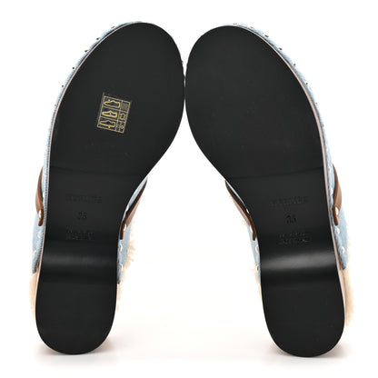 Hermes Denim Wool Carlotta Mules 35 Bleu Clair Naturel 5 of 9