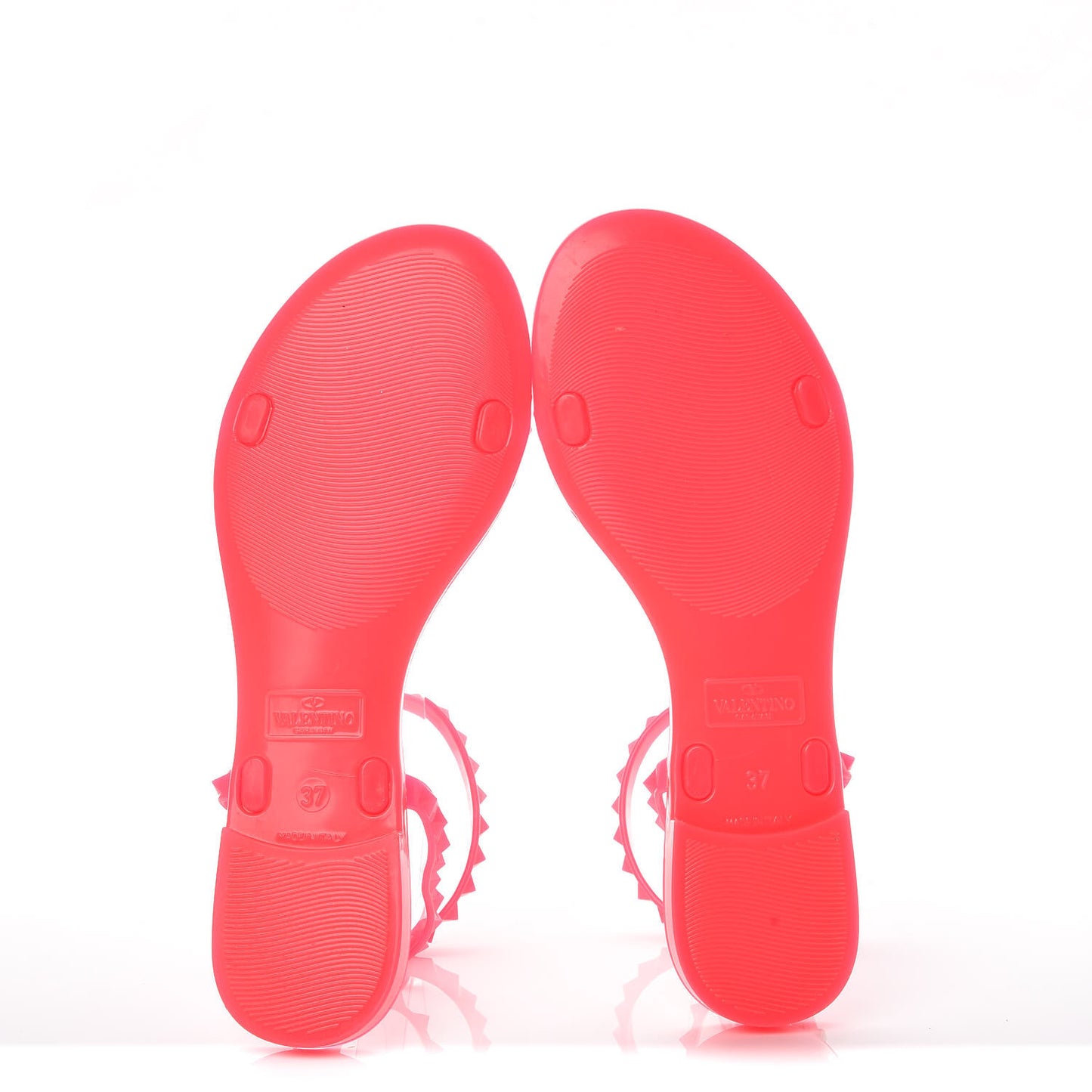 PVC Jelly Rockstud Ankle Strap Flat Sandals 37 Fuxia Fluo