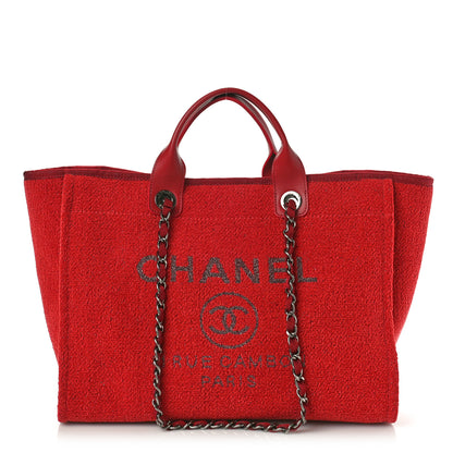 Chanel Lurex Boucle Medium Deauville Tote Red 1 of 10
