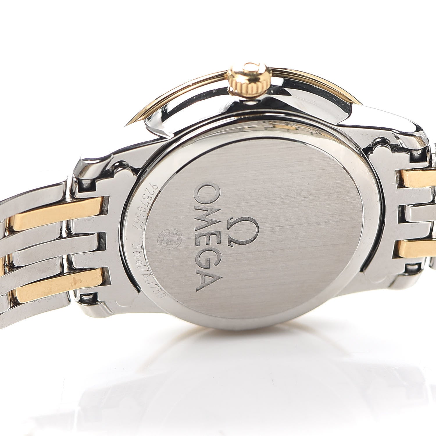 Omega Stainless Steel 18K Yellow Gold Diamond Mother of Pearl 24mm De Ville Prestige Quartz Watch 424.20.24.60.55.001 4 of 5