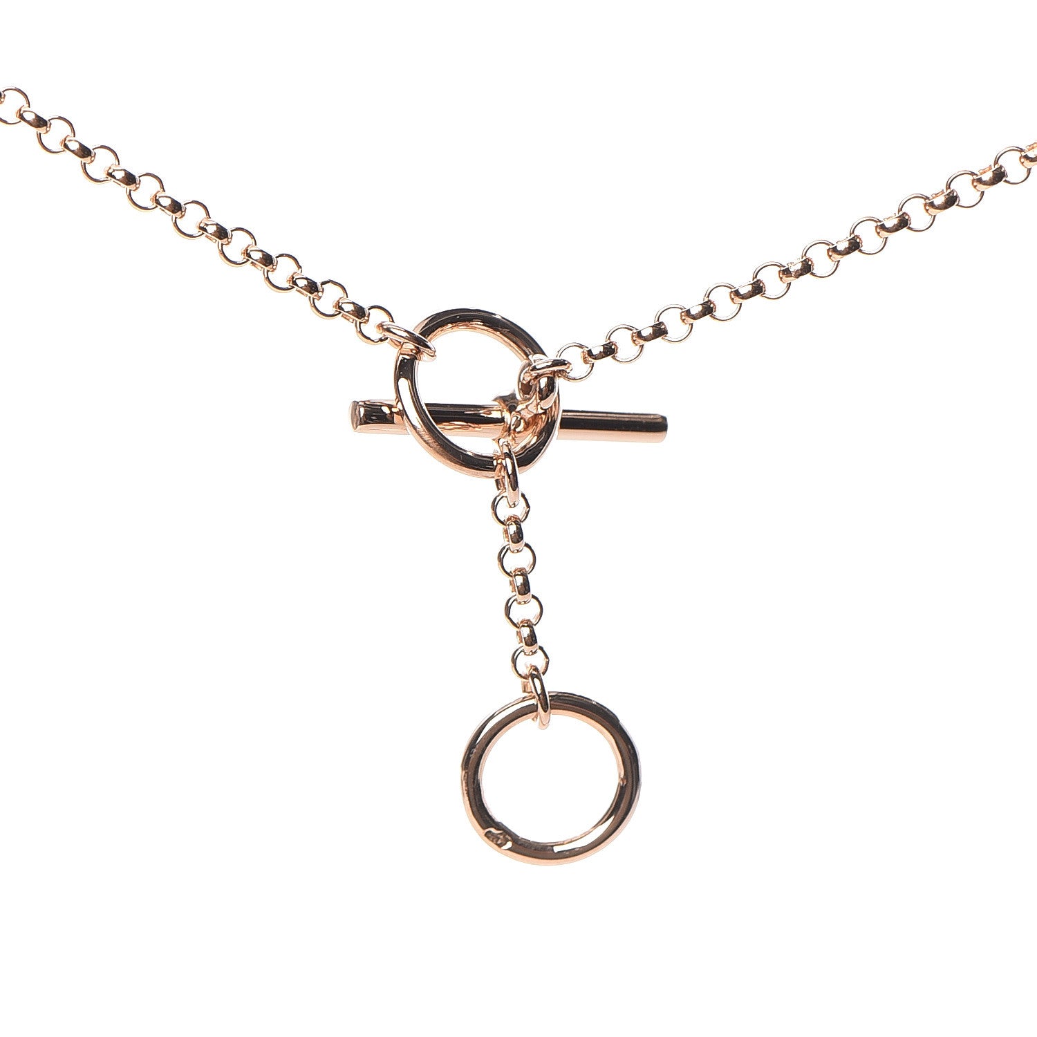 Hermes 18K Rose Gold Diamond Gambade Clou de Selle Necklace 5 of 7