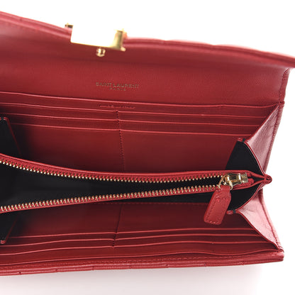 Saint Laurent Lambskin Matelasse Monogram Large Vicky Continental Wallet Rouge Eros 4 of 5