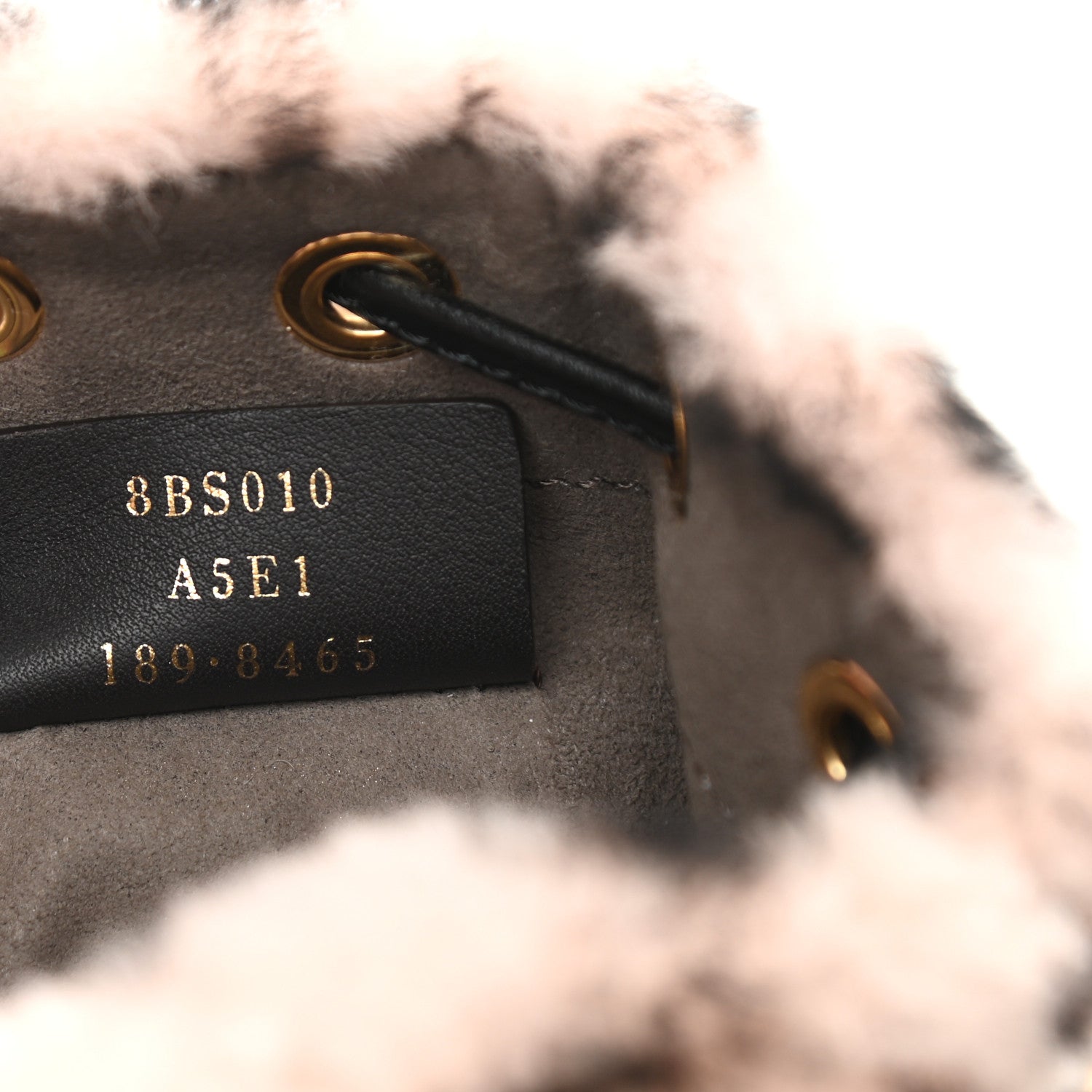 Fendi Shearling F is Fendi Macro FF 1974 Diagonal Mini Mon Tresor Bucket Bag Light Rose Black 7 of 11