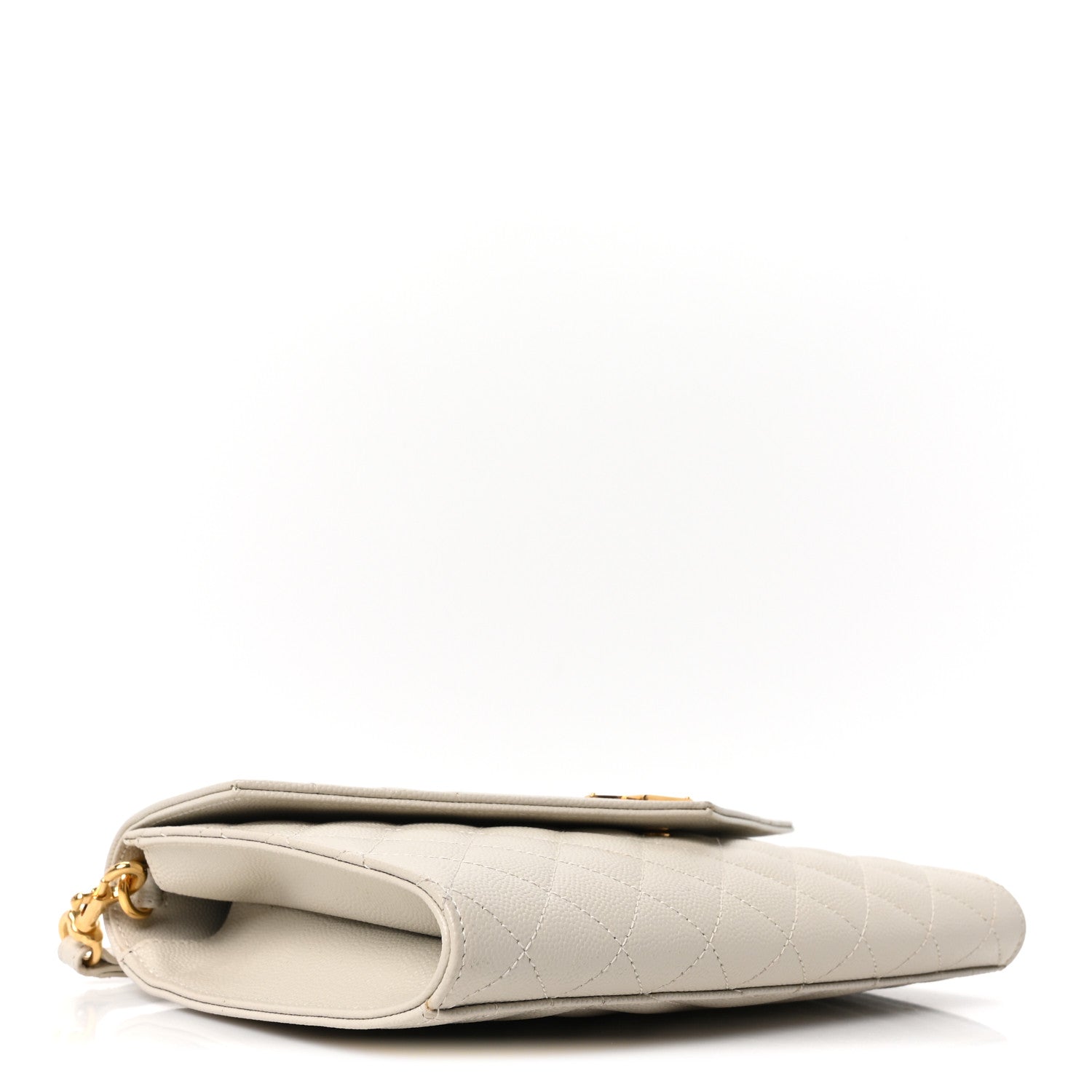 Saint Laurent Grain De Poudre Textured Mixed Matelasse Triquilt Monogram Clutch Crema Soft 4 of 10