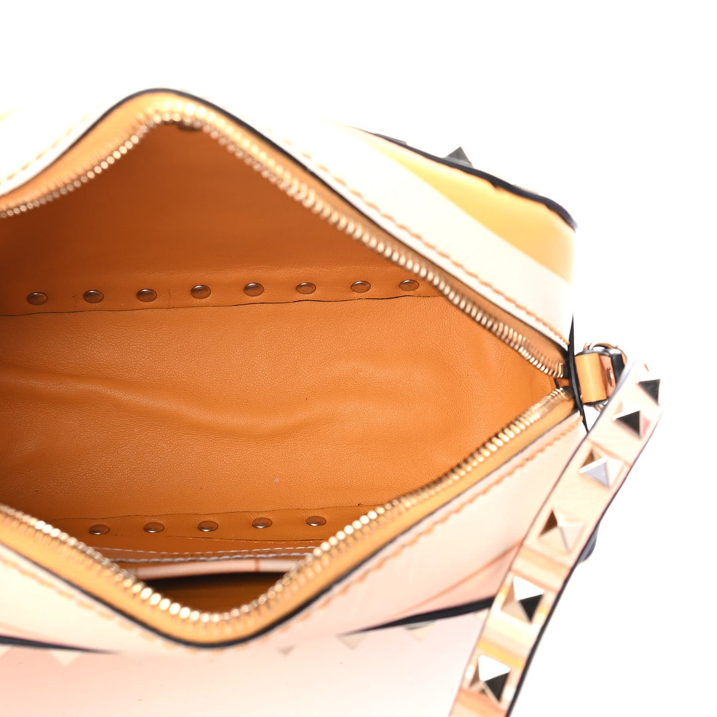 Vitello Native Couture 1975 Rockstud Camera Crossbody Bag Orange Multicolor
