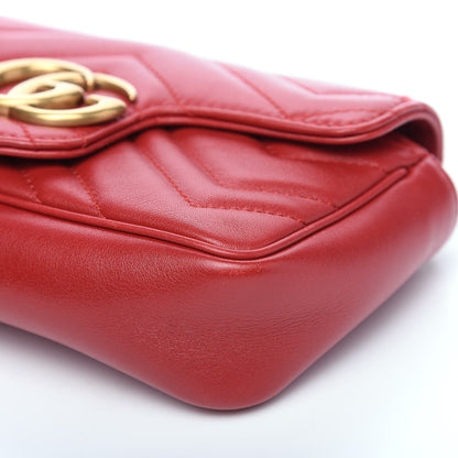 Gucci Calfskin Matelasse Super Mini GG Marmont Shoulder Bag Hibiscus Red 9 of 11
