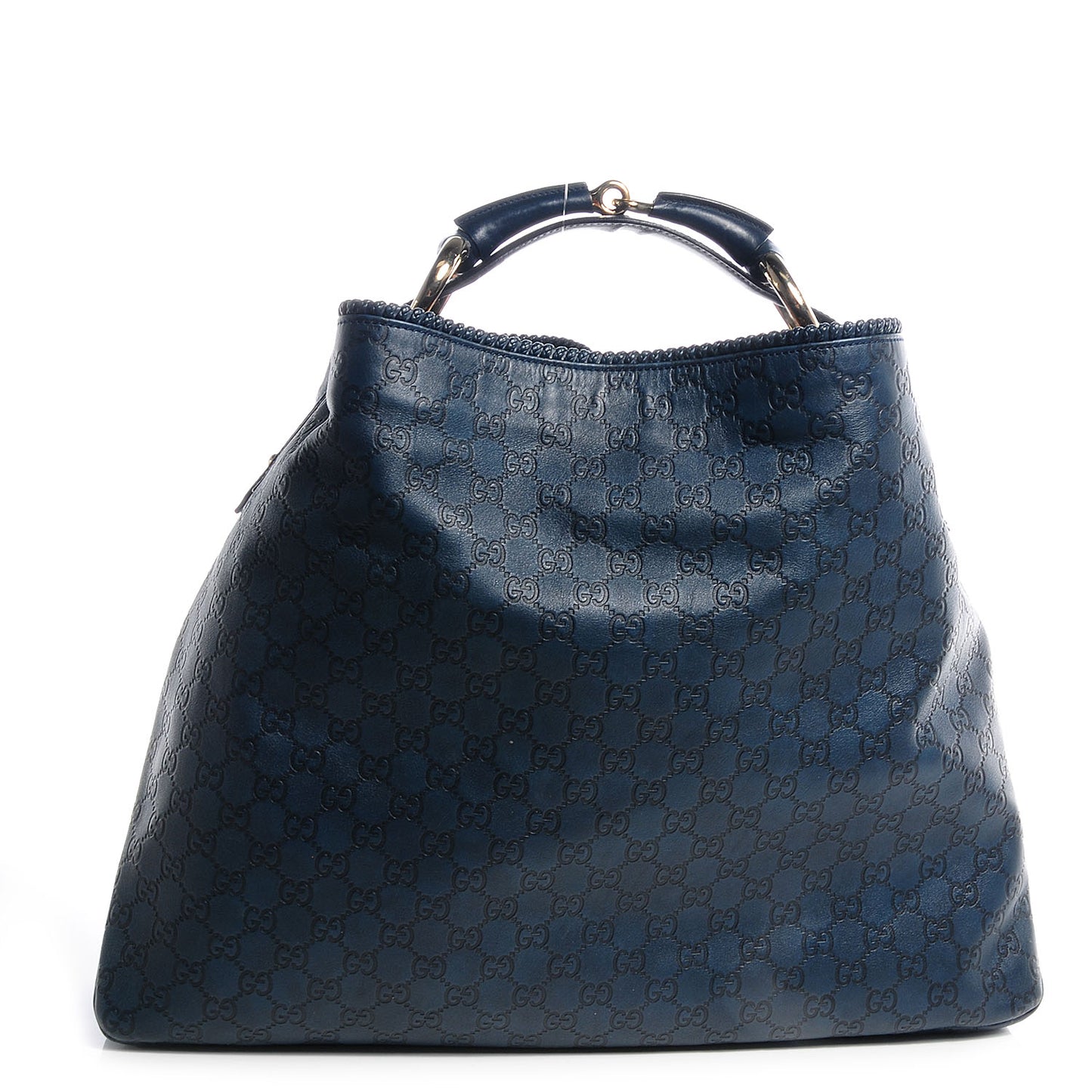 Guccissima Large Horsebit Chain Hobo Blue
