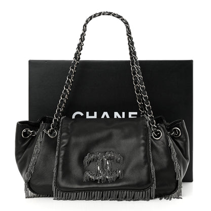 Chanel Lambskin Rock And Cabaret Chain Fringe Accordion Flap Black 11 of 11