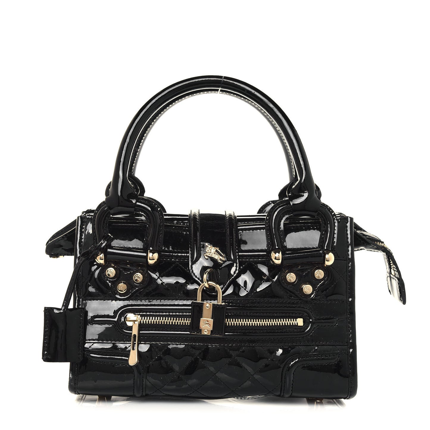 Patent Quilted Mini Manor Tote Black