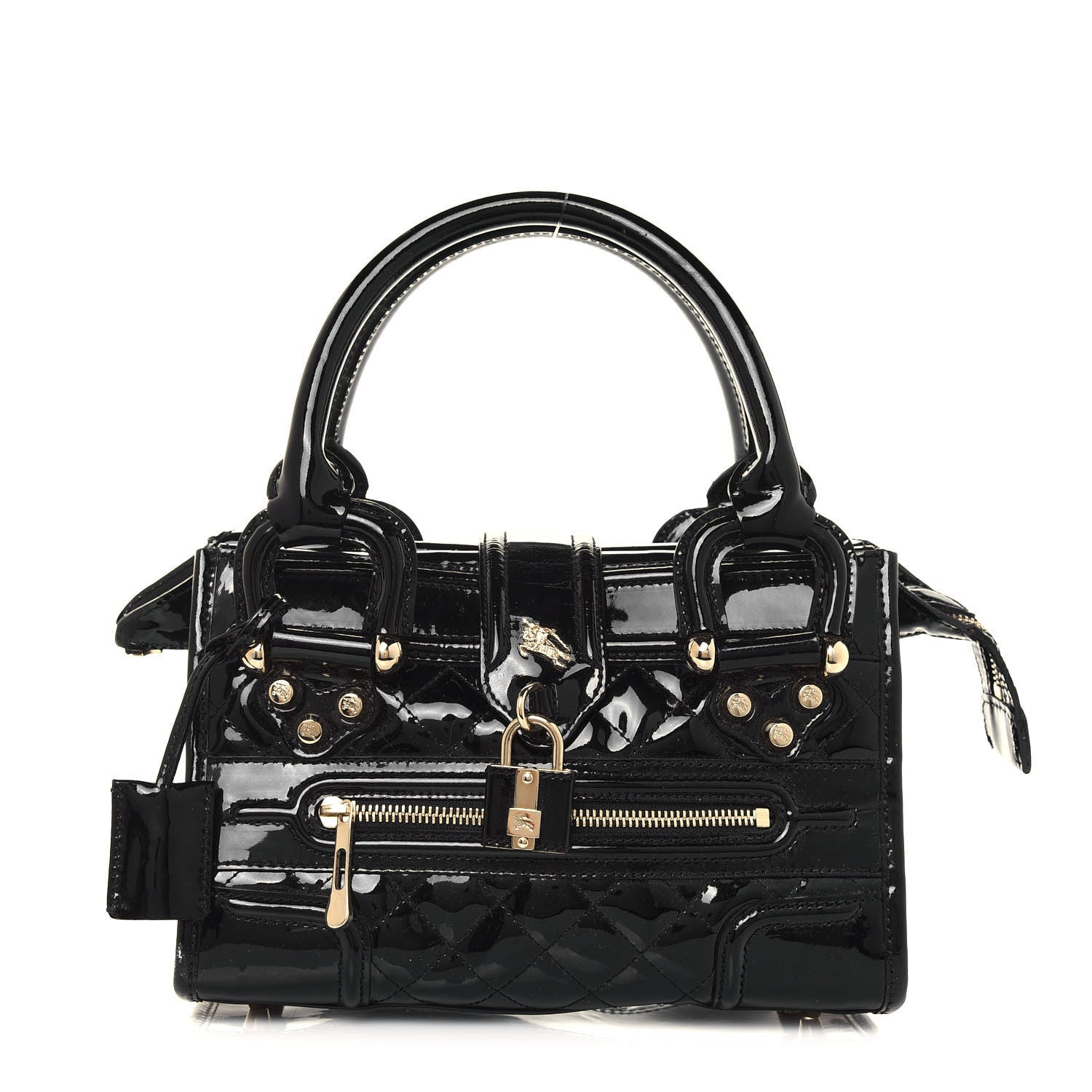 Burberry Patent Quilted Mini Manor Tote Black 1 of 12