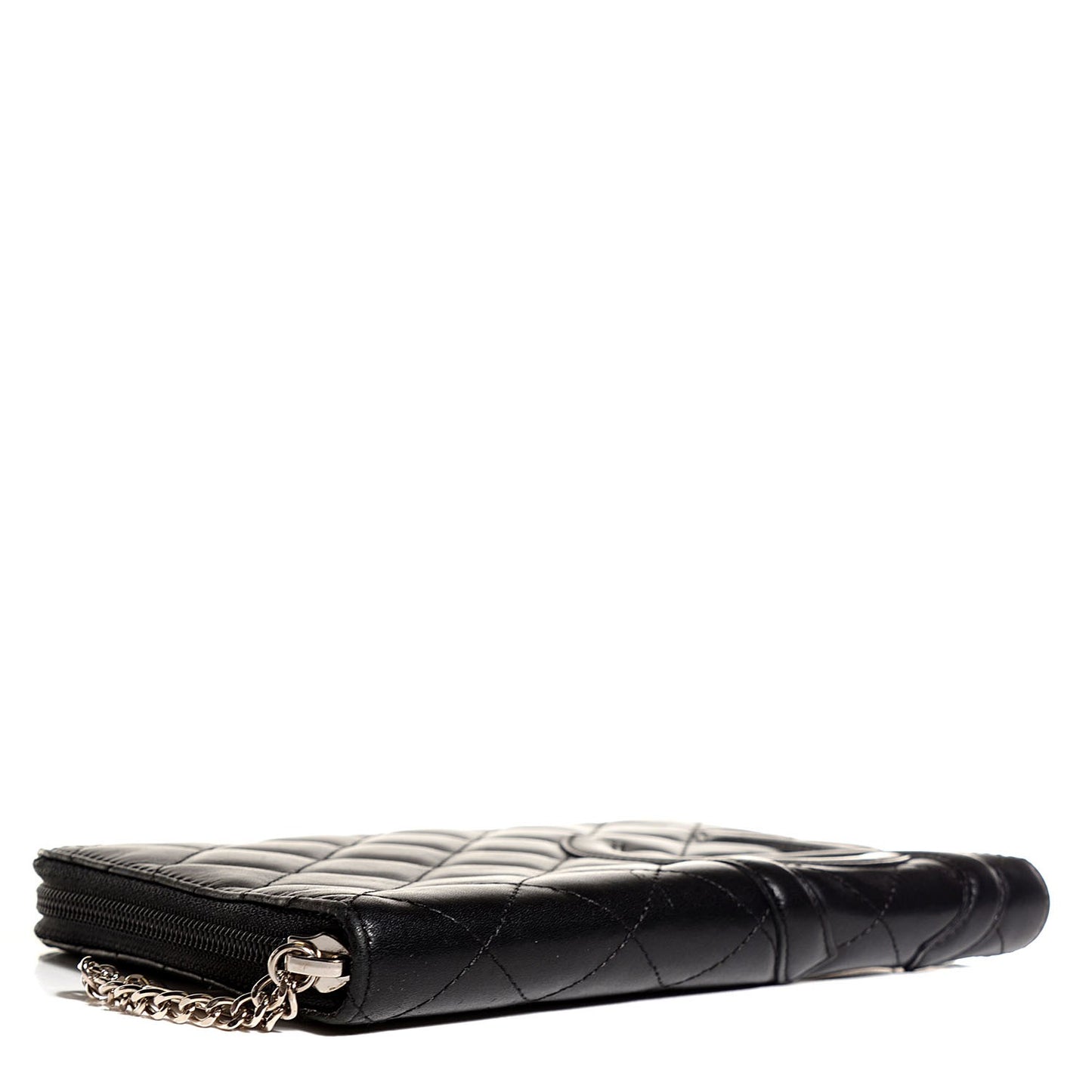 Calfskin Cambon Zip Around Organizer Wallet Black