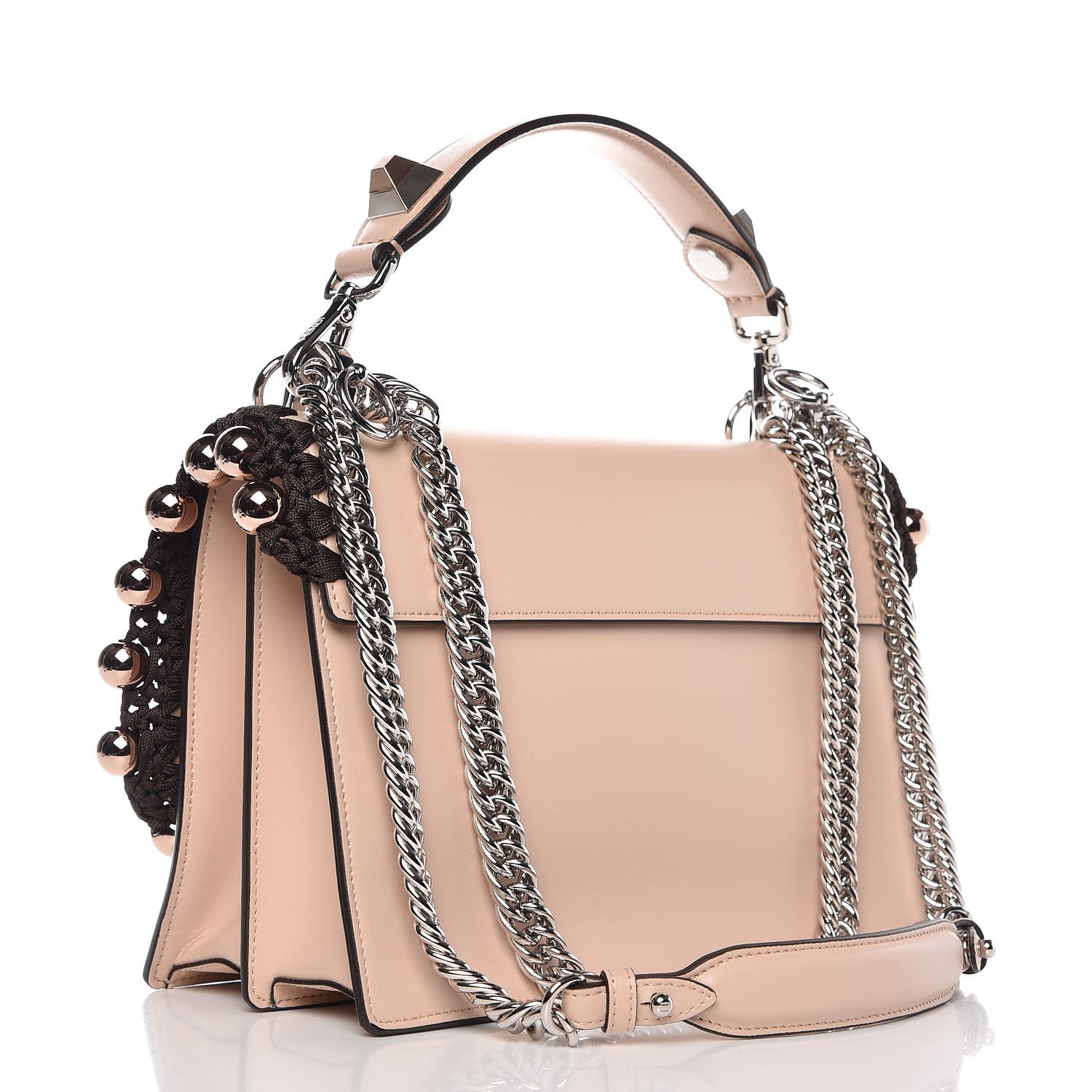 Fendi Vitello Liberty Ribbon Pearl Lace Up Kan I Shoulder Bag Plaster 3 of 7