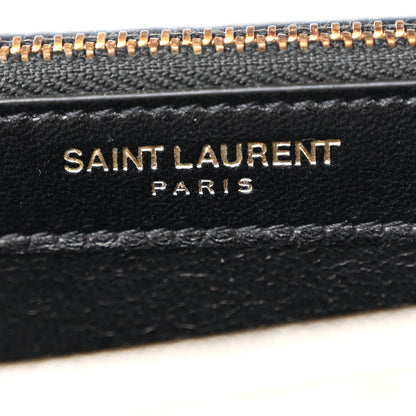 Saint Laurent Metallic Grain De Poudre Matelasse Chevron Monogram Chain Wallet Gold 7 of 11