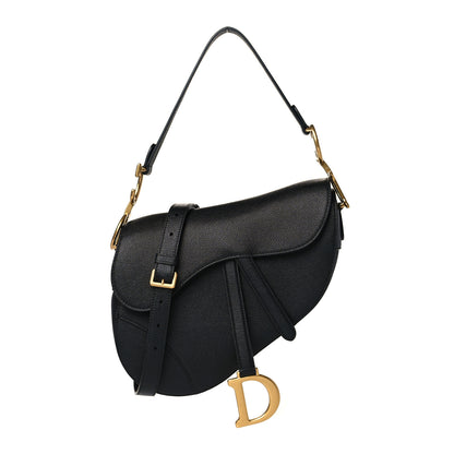 Christian Dior Grained Calfskin Saddle Bag With Strap Black 1 of 10