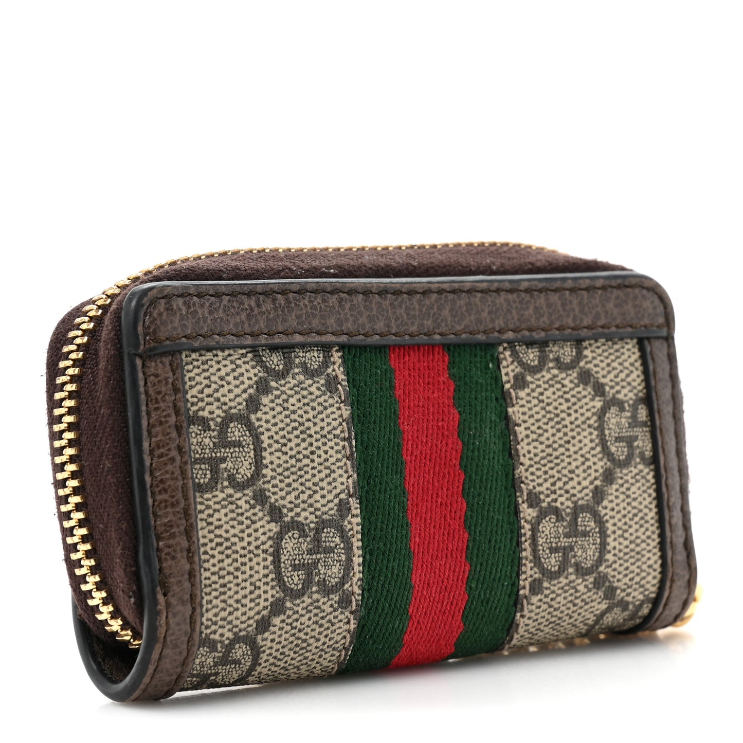 GG Supreme Monogram Web Ophidia Zip Around Key Case Beige New Acero