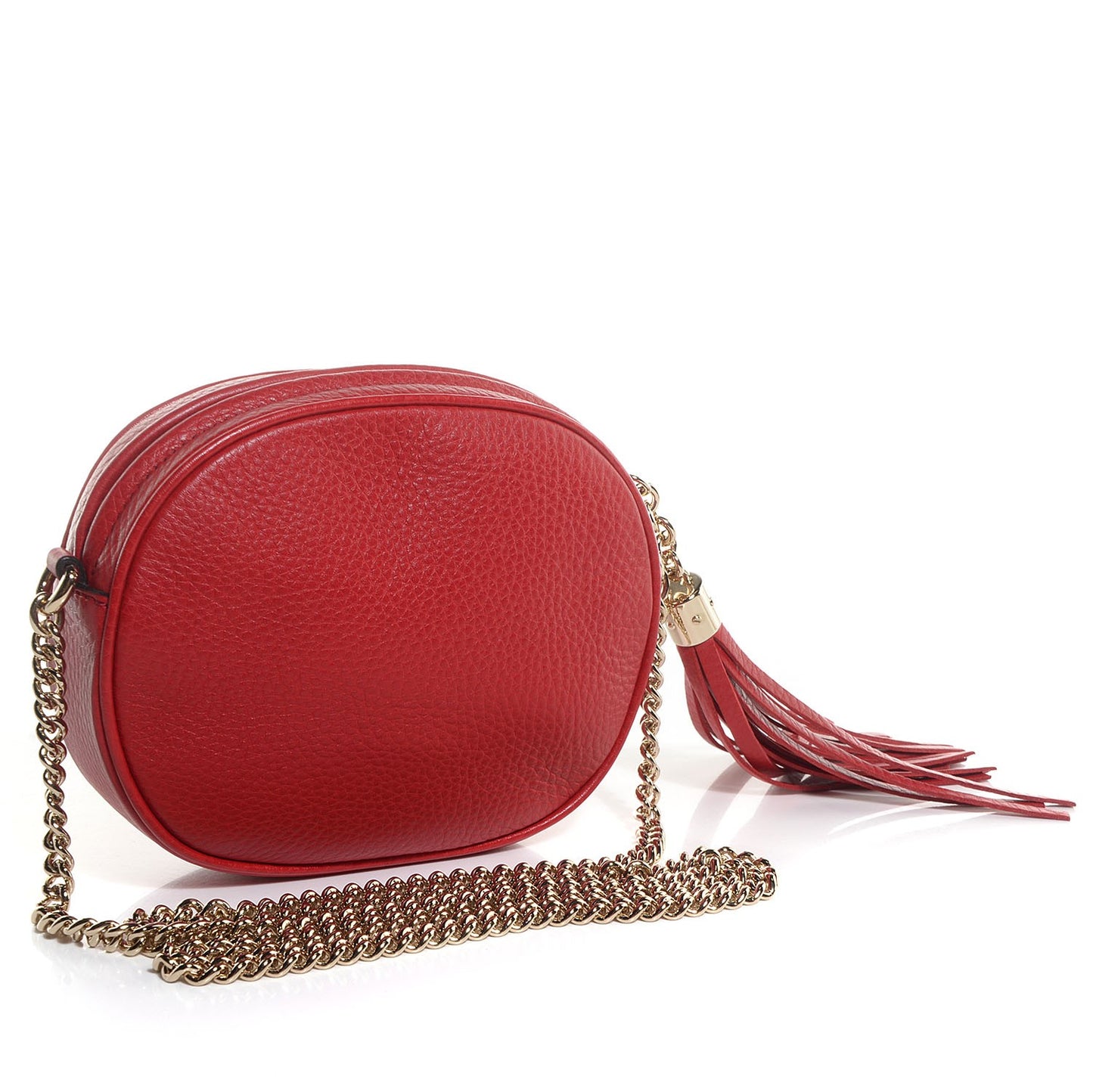 Pebbled Calfskin Mini Soho Chain Bag Tabasco Red
